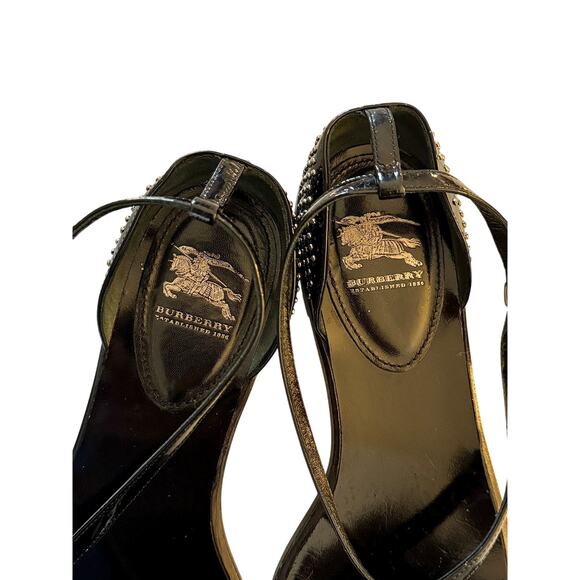 Burberry Black Patent Leather Strappy Studded Sandals - - Picture 5 of 6